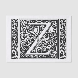 Buchstabe Z Mittelalterliche Monogramm-Kunst Nouve Seidenpapier
