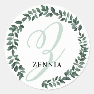 Buchstabe Z Monogramm Benutzerdefinierter Name Min Runder Aufkleber