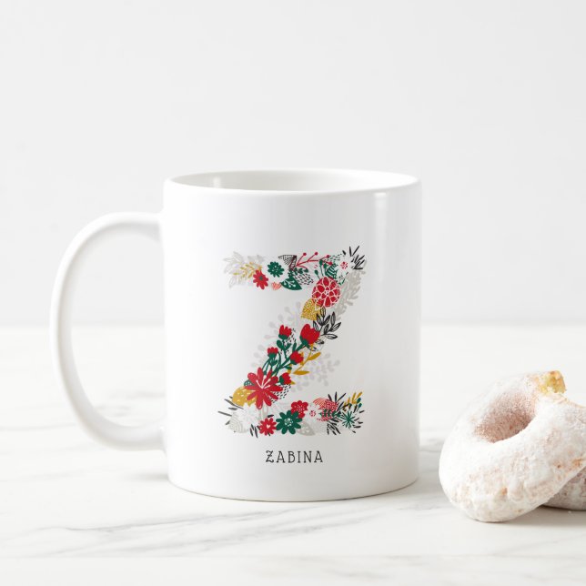 Buchstabe Z | Monogramm-I-Tasse für den Blasenbrie Kaffeetasse (Mit Donut)