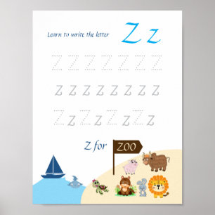 Buchstabe Z Nachspurposter für Kinder Poster