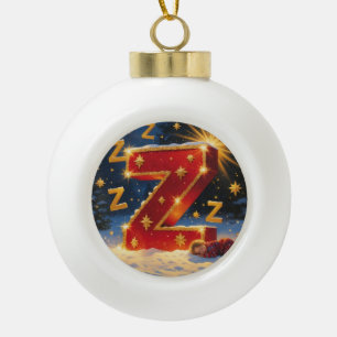 Buchstabe Z Weihnachten Schlafendes Personalisiert Keramik Kugel-Ornament
