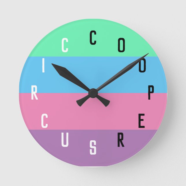 Buchstabe-Zahlen Runde Wanduhr (Vorderseite)