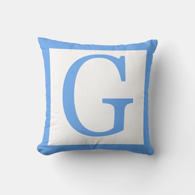 Buchstabeg-Baby-Blau-Grenze Kissen (Vorderseite)
