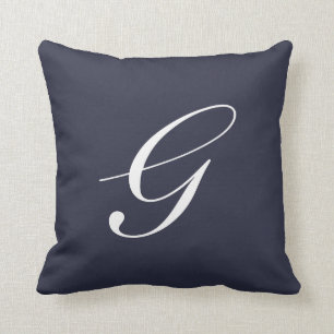 Buchstabeg-Marine-Blau-Monogramm-Kissen Kissen