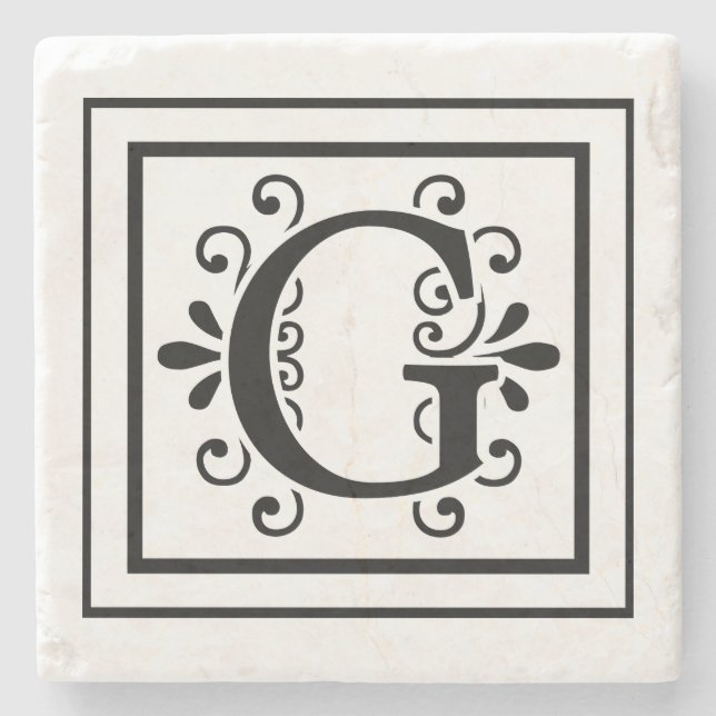 Buchstabeg-Monogramm-Stein-Untersetzer Steinuntersetzer (Vorderseite)
