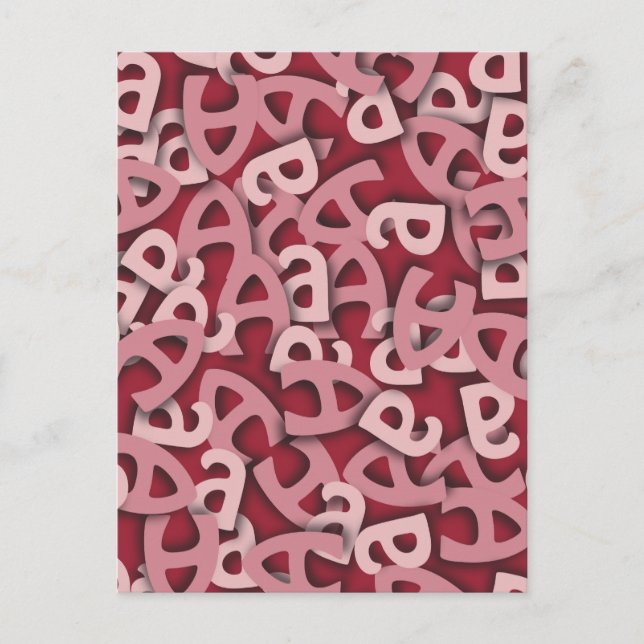 Buchstaben a, rosa postkarte (Vorderseite)