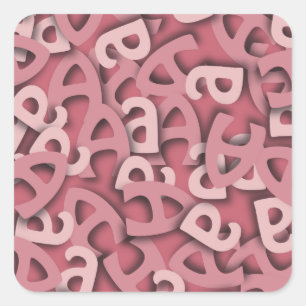 Buchstaben a, rosa quadratischer aufkleber