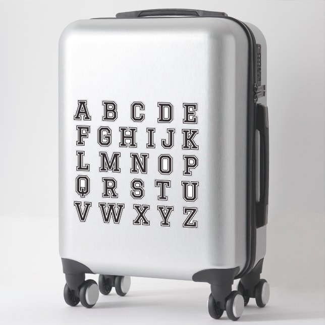 Buchstaben A-Z Alphabet Schwarze Uni Sport Schrift Aufkleber (Koffer)