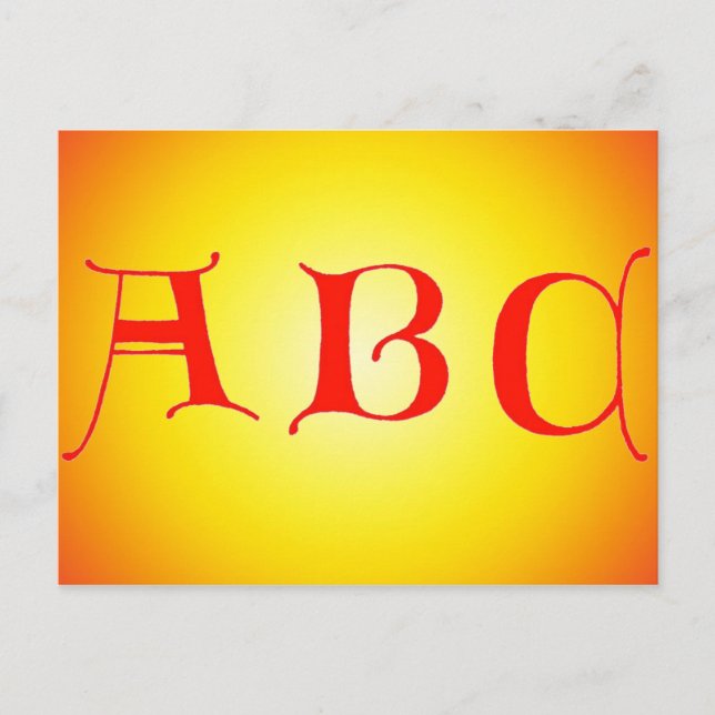 Buchstaben ABC Postkarte (Vorderseite)