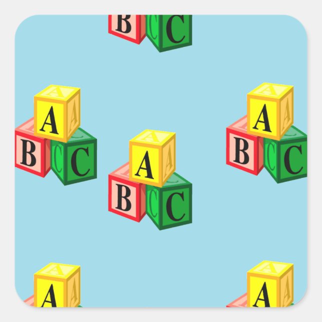 Buchstaben abc quadratischer aufkleber (Vorderseite)