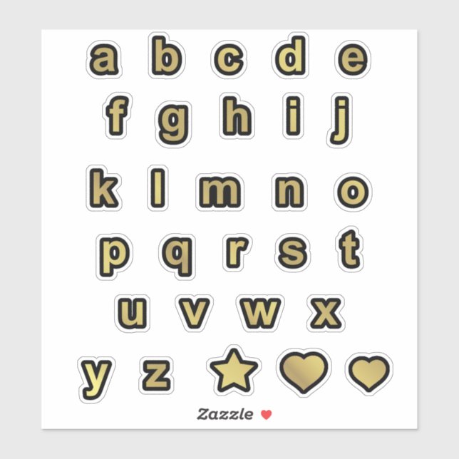 Buchstaben Alphabet mit schwarzen und goldfarbenen Aufkleber (Blatt)