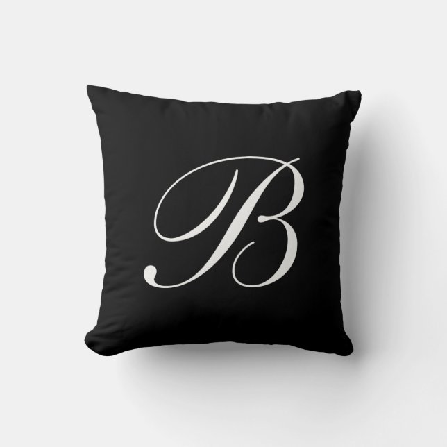 Buchstaben B Schwarzes Monogramm Pilz Kissen (Vorderseite)