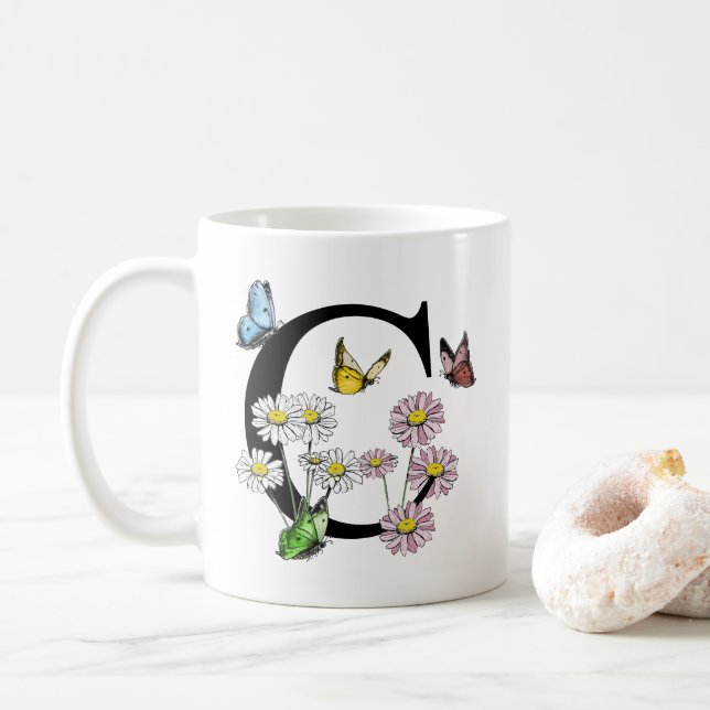 Buchstaben C: Botanisches Breitengrab Kaffeetasse (Mit Donut)