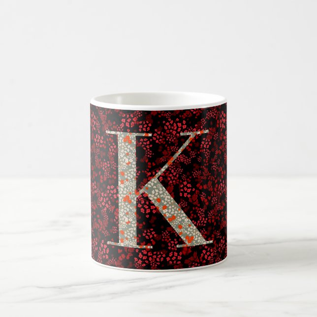 Buchstaben K rot und bordeauxrot Kaffeetasse (Mittel)