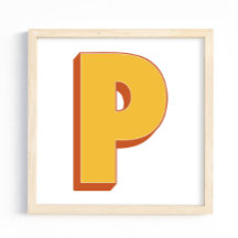 Buchstaben-Kunstposter, P-Monogramm, fettes Initia