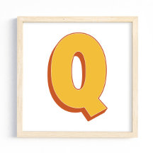 Buchstaben-Kunstposter, Q-Monogramm, fette Type In