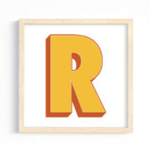 Buchstaben-Kunstposter, R-Monogramm, fette Type In