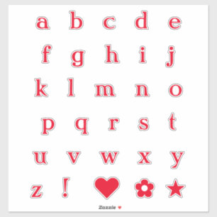 Buchstaben mit rotem Text Monogram Alphabet Stic Aufkleber
