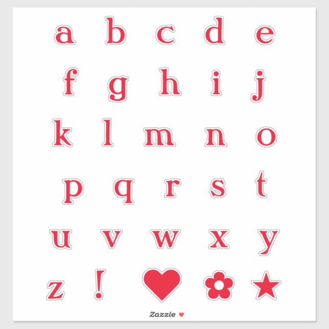 Buchstaben mit rotem Text | Monogram Alphabet Stic Aufkleber (Blatt)