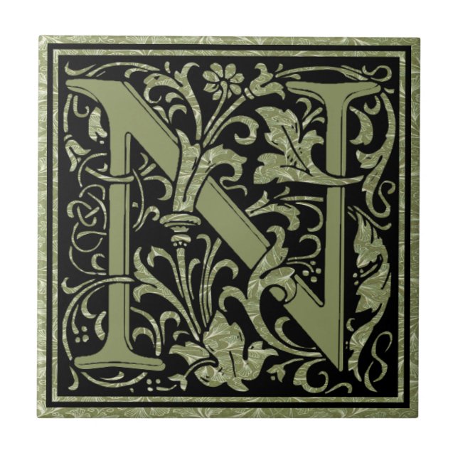 Buchstaben N Monogramm Fliese (Vorderseite)