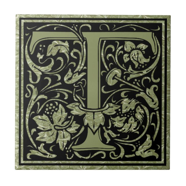 Buchstaben T Monogramm Fliese (Vorderseite)