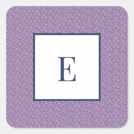 Buchstaben und Blau und Lila Blätter Quadratischer Aufkleber