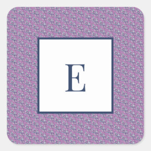 Buchstaben und Blau und Lila Blätter Quadratischer Aufkleber