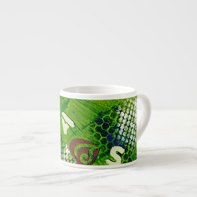 Buchstaben und Herz-abstrakte Kunst Espressotasse (Vorderseite Rechts)