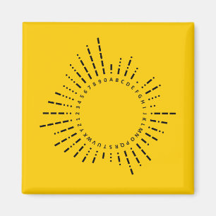 Buchstaben und Zahlen im Morsecode – Gelbe Tabelle Magnet