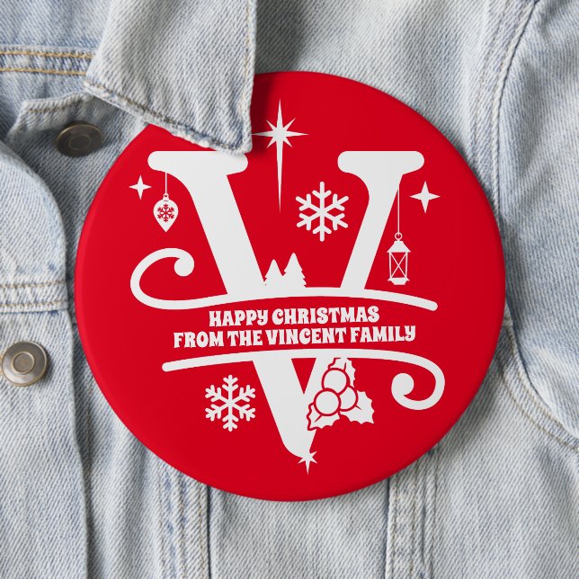 Buchstaben V Monogramm Anfangsname Gruß Button (Beispiel)