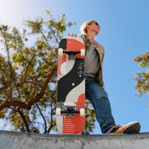 Buchstabenformen mit rot-schwarzen Punkten Skateboard