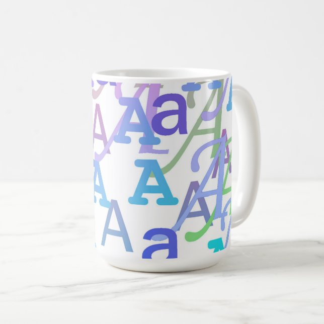 Buchstabenkonfetti "A" Kaffeetasse (VorderseiteRechts)