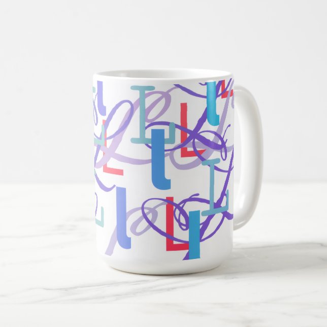 Buchstabenkonfetti "L" Kaffeetasse (VorderseiteRechts)