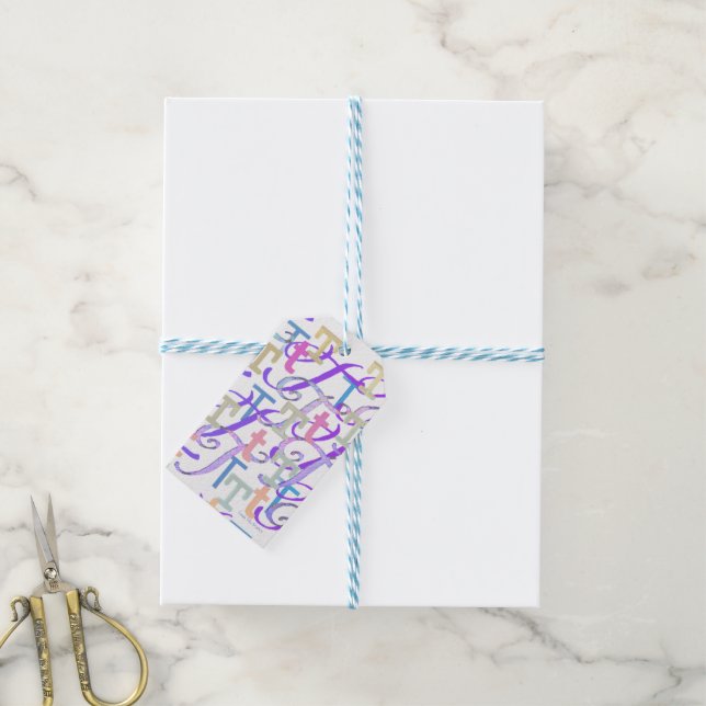 Buchstabenkonfetti "T" Geschenkanhänger (Mit Garn)