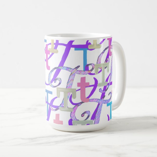 Buchstabenkonfetti "T" Kaffeetasse (VorderseiteRechts)