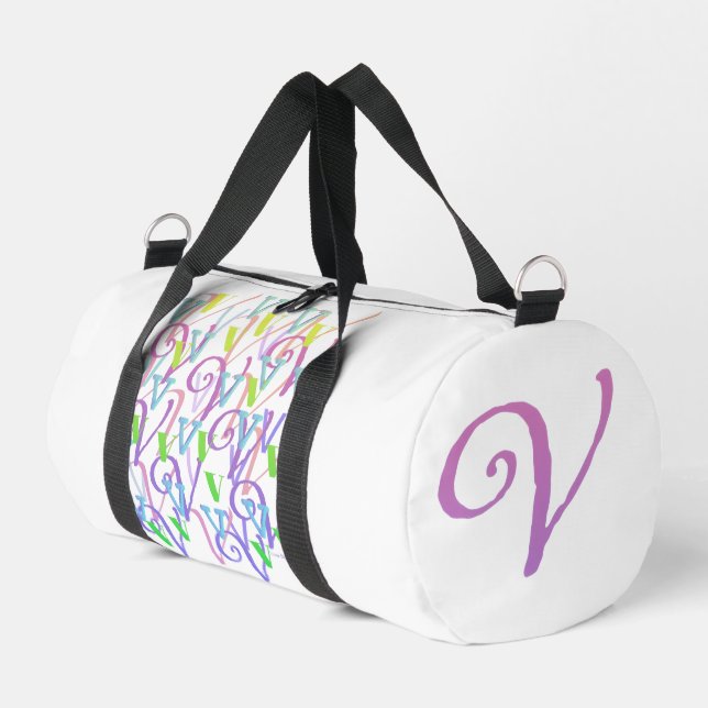 Buchstabenkonfetti "V" Duffle Bag (Linke Seite)