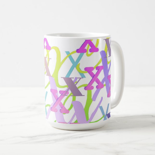 Buchstabenkonfetti "X" Kaffeetasse (VorderseiteRechts)