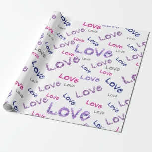 Buchstabenliebe Mehrfarbige Nahtlose Muster Geschenkpapier