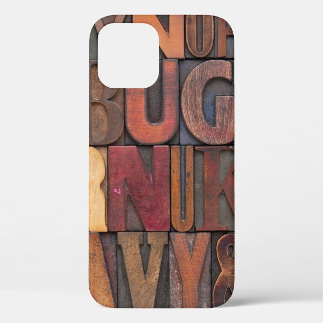 Buchstabenzufall - Vintages Buchstabenholz Case-Mate iPhone Hülle (Rückseite)