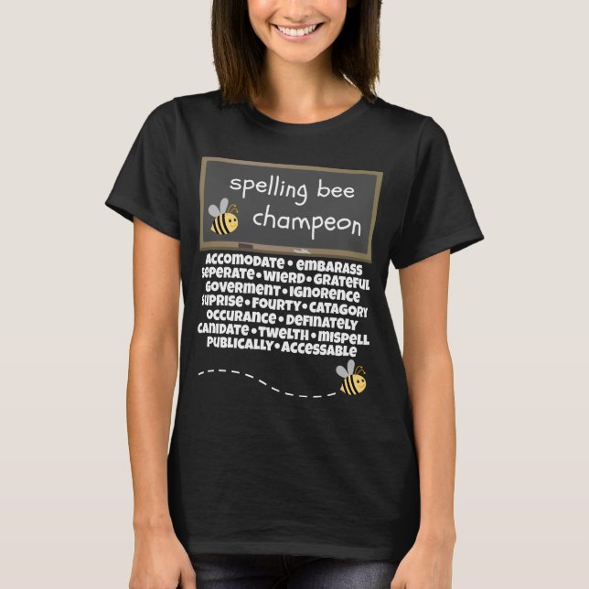 Buchstabierwettbewerb-Champeon fehlbuchstabierte T-Shirt (Vorderseite)