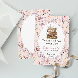 Buchstapel Brautparty Aquarellfarben Wildblume Dankeskarte