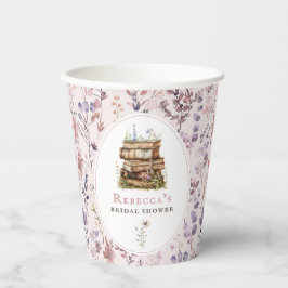 Buchstapel Brautparty Aquarellfarben Wildblume Pappbecher