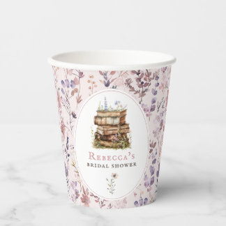 Buchstapel Brautparty Aquarellfarben Wildblume Pappbecher