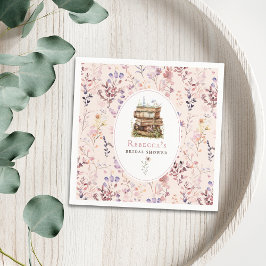 Buchstapel Brautparty Aquarellfarben Wildblume Serviette