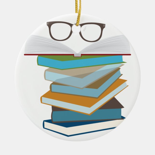 Buchstapel Keramik Ornament (Vorne)
