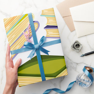 Buchstapel Kunst und Lesen Geschenkpapier