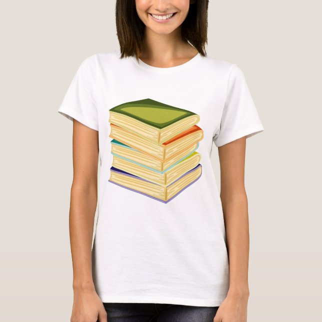 Buchstapel Kunst und Lesen T-Shirt (Vorderseite)