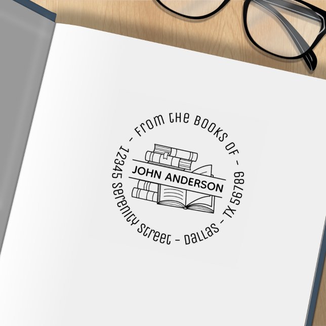 Buchstapel Runde Buchzeichen 2 Gummistempel (Von Creator hochgeladen)