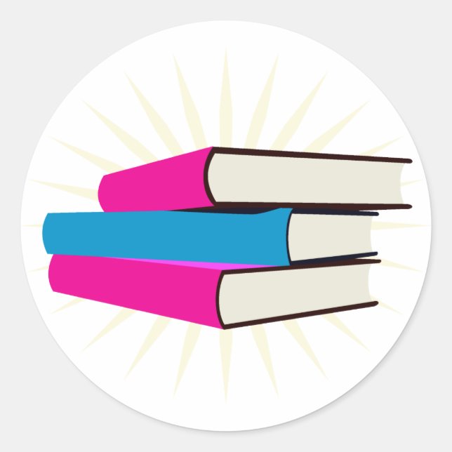 Buchstapel Runder Aufkleber (Vorderseite)