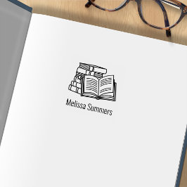 Buchstapel und Buchzeichen "Offenes Buch" 1x1 Gummistempel